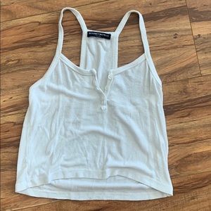 brandy button down detail white tank top